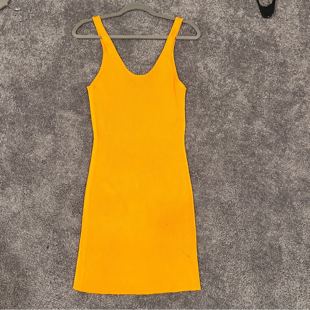 H&M Sunny Yellow Ribbed Mini Dress